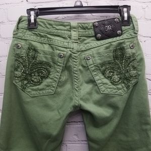 Really unique pine green miss me skinny jeans size 28 inseam 32